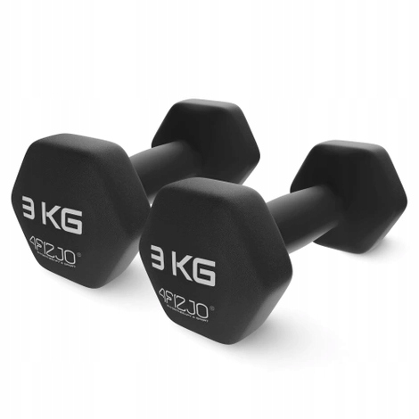 Hantle Treningowe ciężarki 4FIZJO Classic 2x 3 kg winylowe żeliwne Czarne