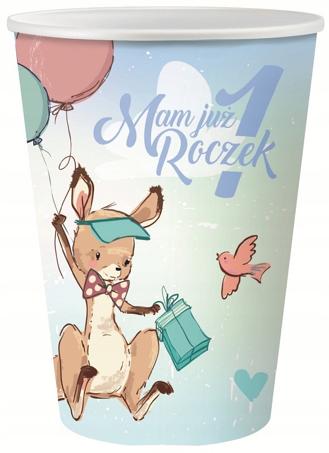 Kubeczki Mam Już Roczek 1 Urodziny Kangurek 6szt.