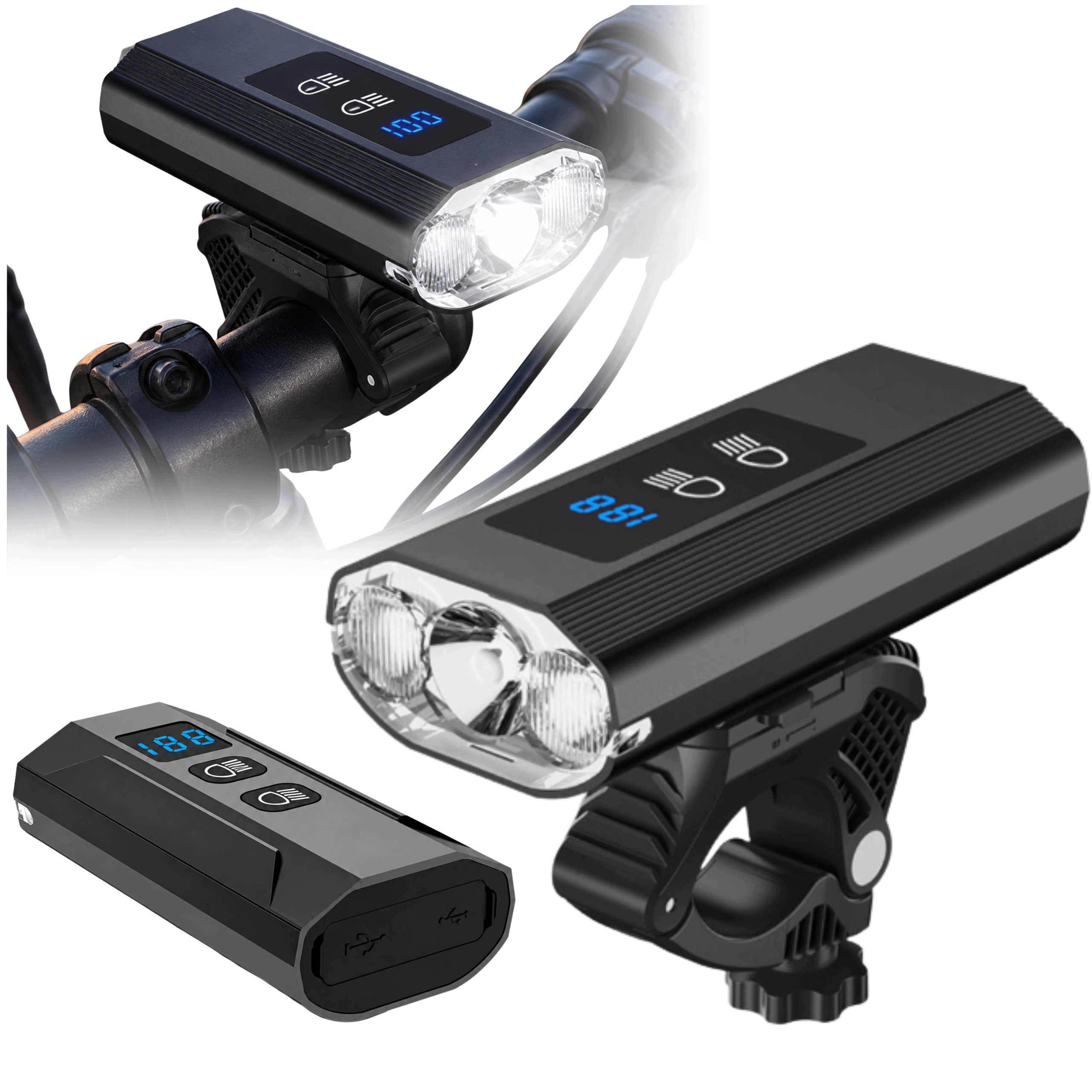 Led Světlo Na Kolo Přední 1200LM 5200MAH S Funkcí Powerbanky, Výkonná Svítilna