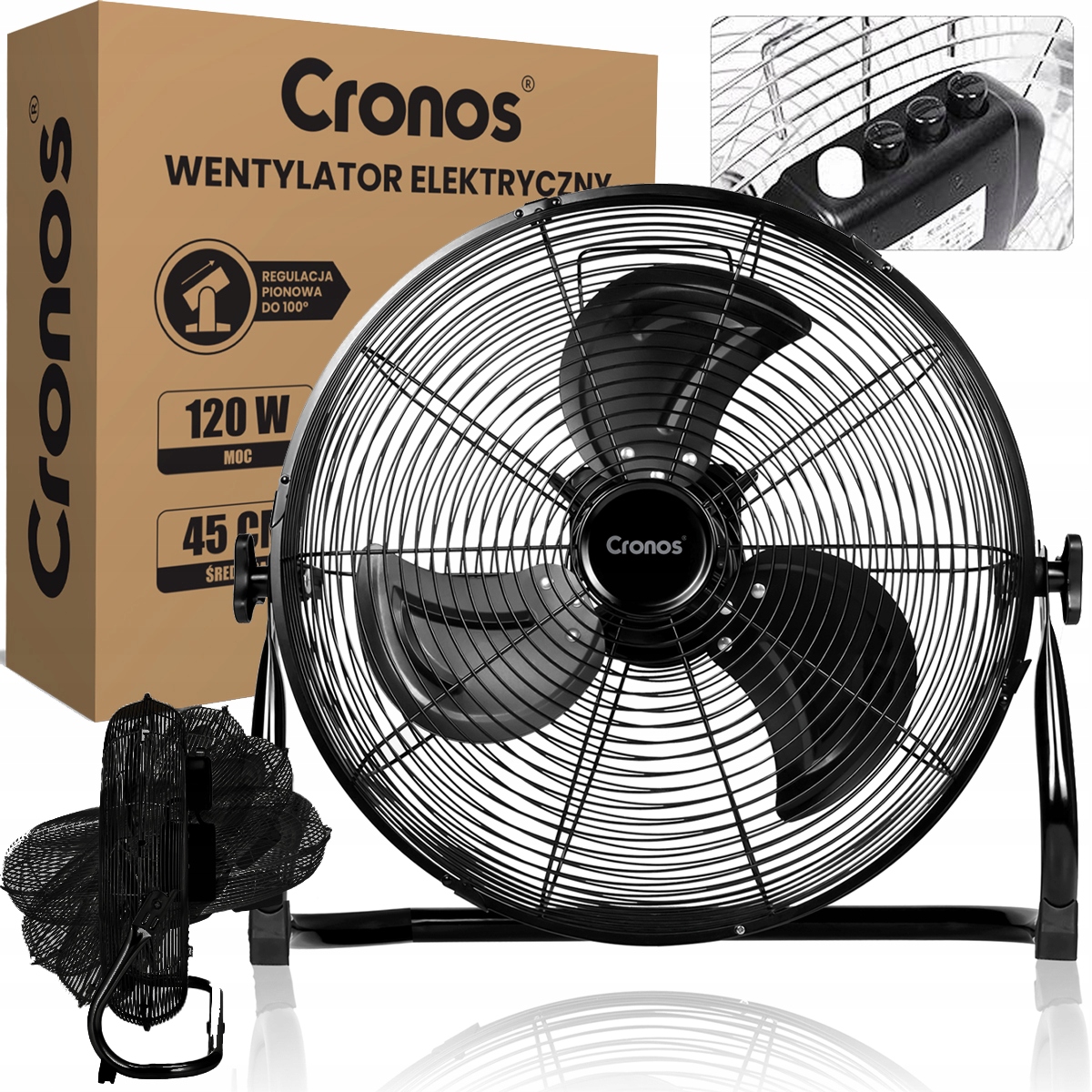 Podlahový Ventilátor Silný 120 W Velký Větráček 45 CM Cirkulátor Vzduchu