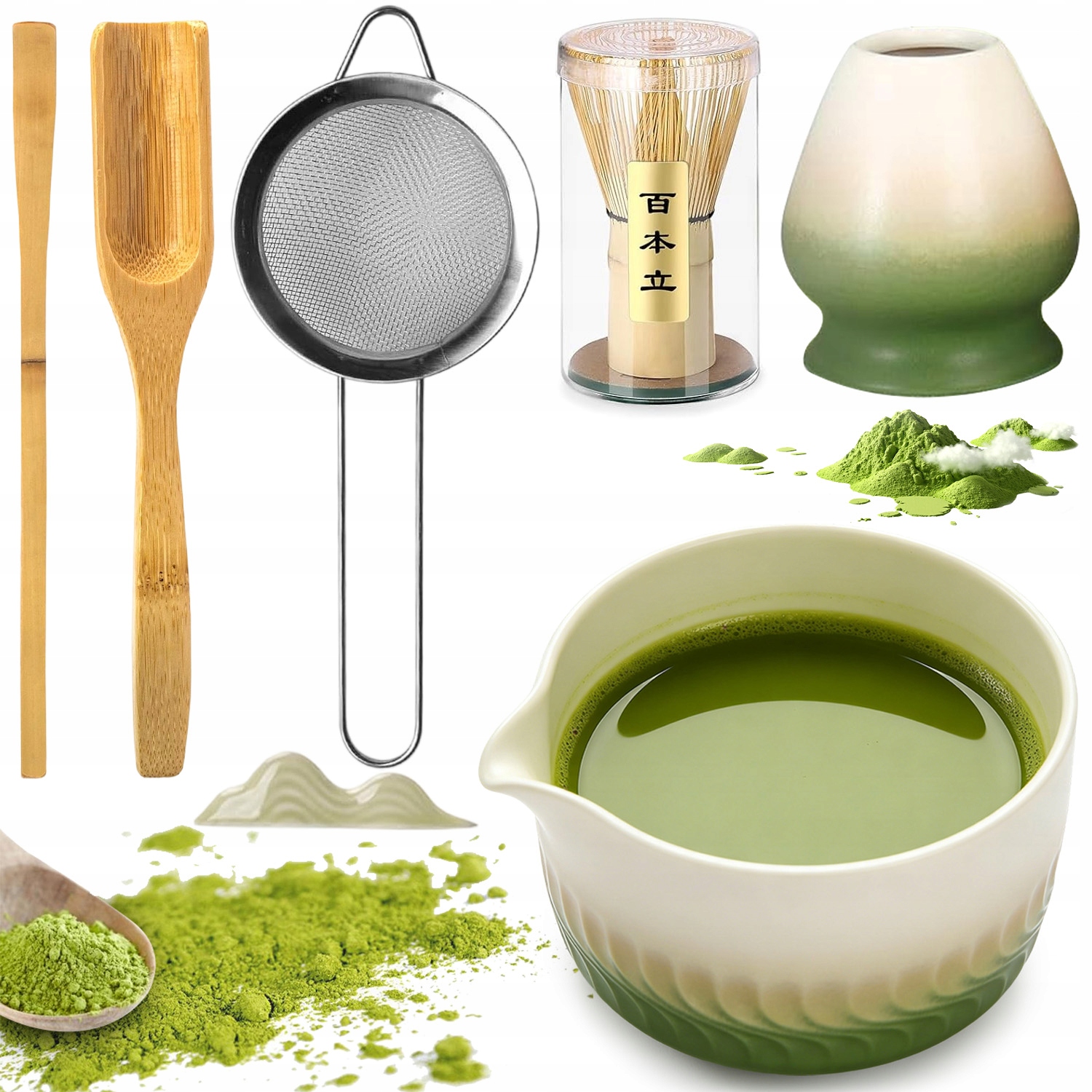 Akcesoria Do Ceremonii Matcha 7 Szt Zestaw Do Matchy Do Zielonej Herbaty