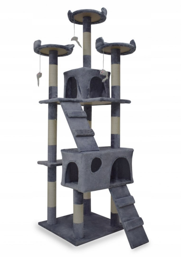Levně Škrabadlo stromek Pelíšek Věž pro kočky 170 cm Světle šedá
