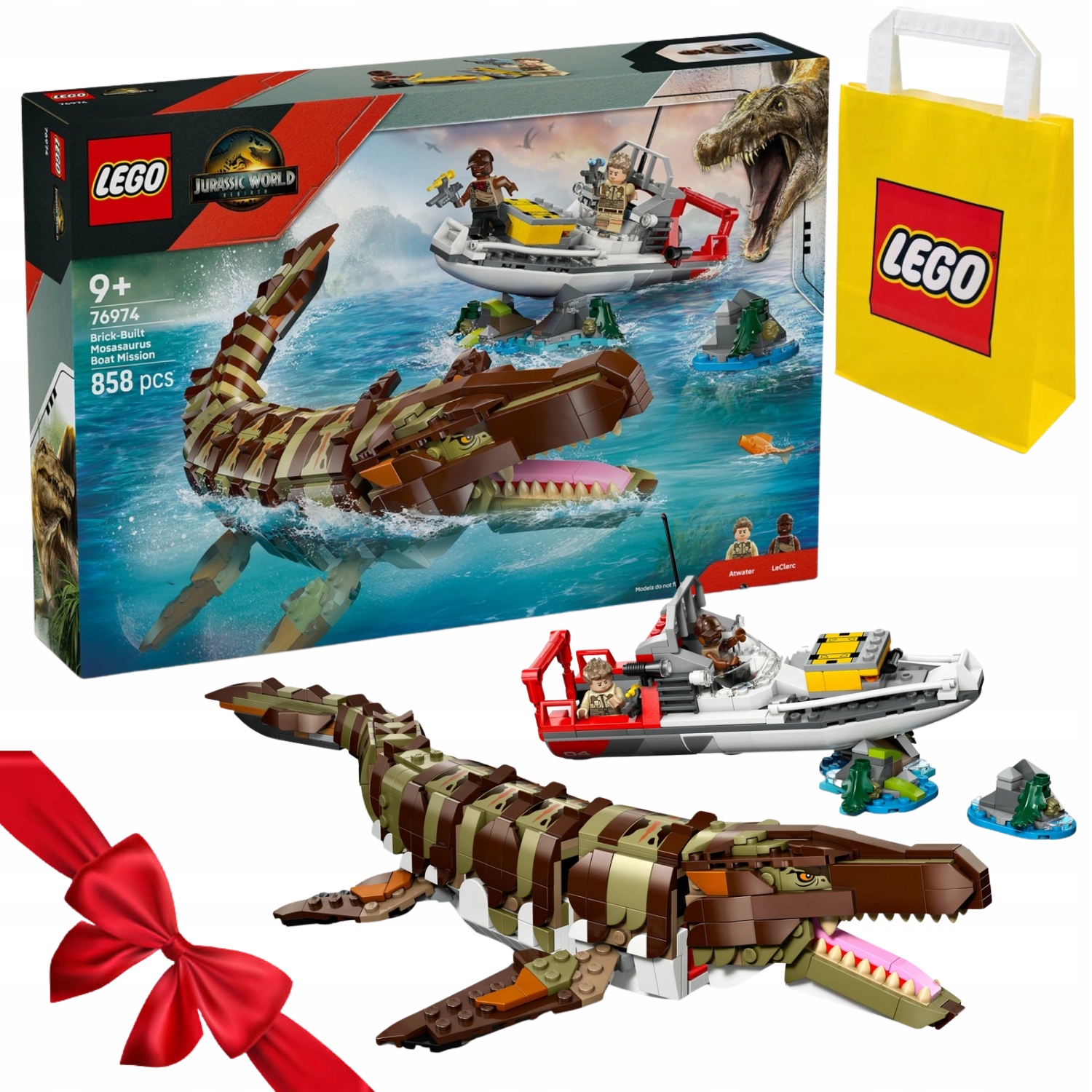 Zesatw Klocków Lego Jurassic World 76974 Misja Na Łodzi I Model Mozazaura