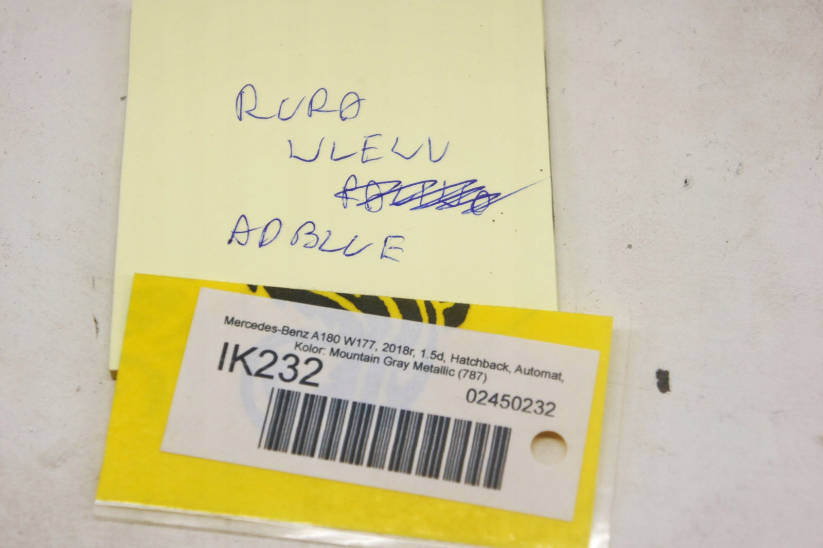 IK232 Mercedes W177 1 5d Rura Wlew Adblue Part number