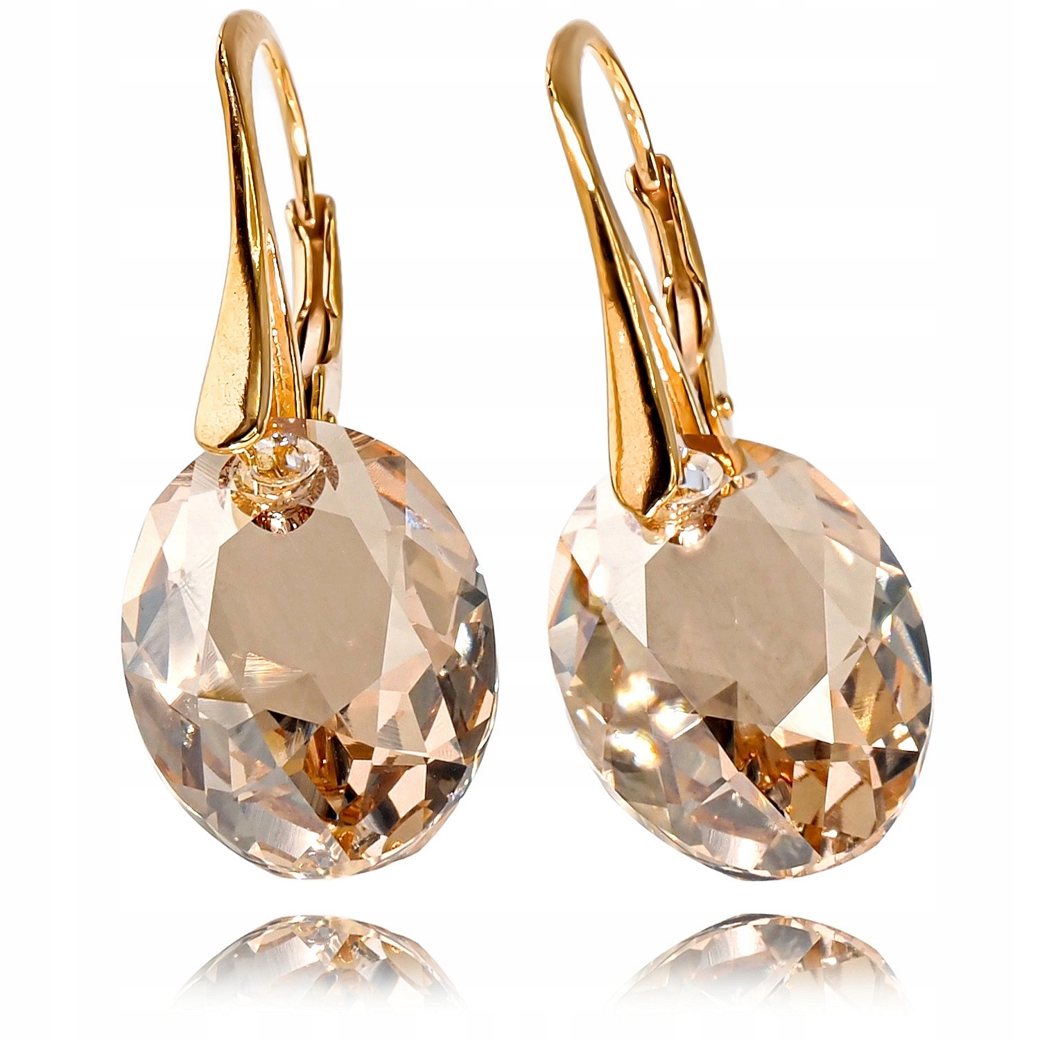 Náušnice Krystaly Crystal Classic Golden Shadow Zlaté Stříbro Certifikát