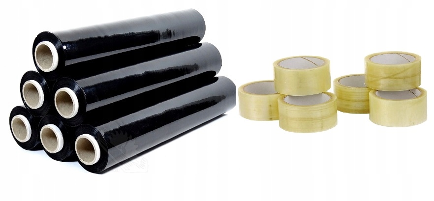 FOLIA STRETCH 3KG 6 SZT CZARNA STRECZ + 6 X TAŚMA GRATIS