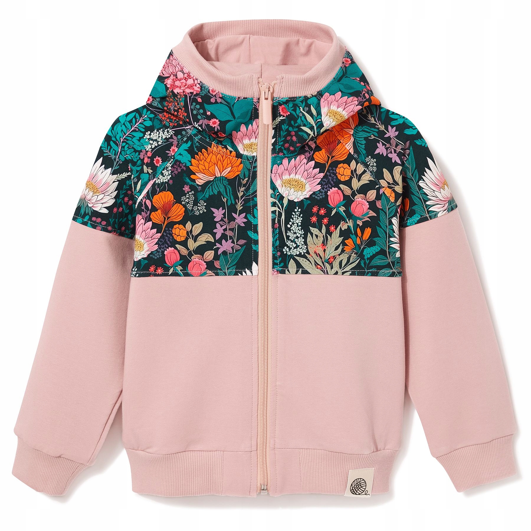TuSzyte Bluza rozpinana, różowa, kwiaty, bawełna, Pl R.140/146