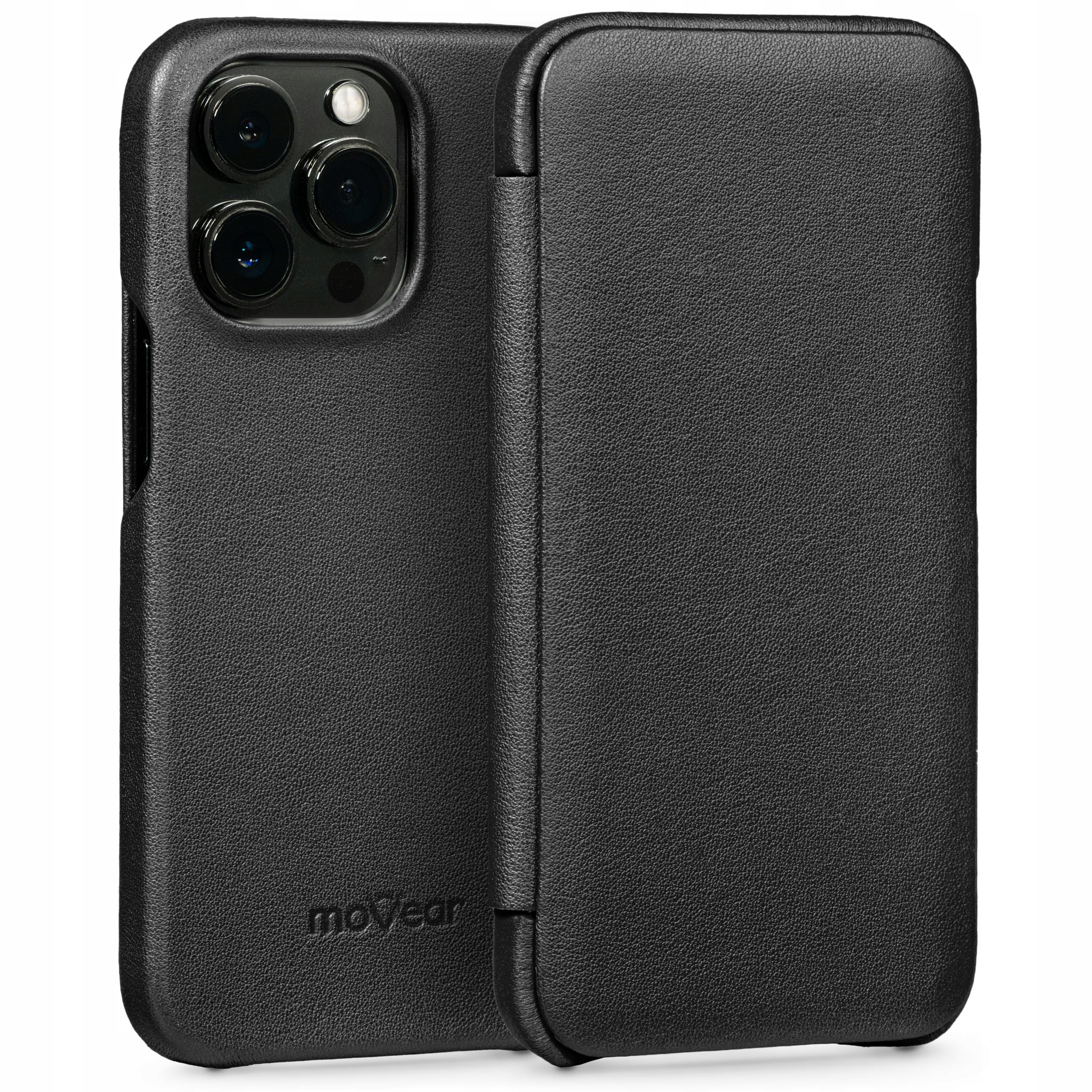 Etui na iPhone 13 Pro skórzane Pokrowiec slim case book Czarny Movear