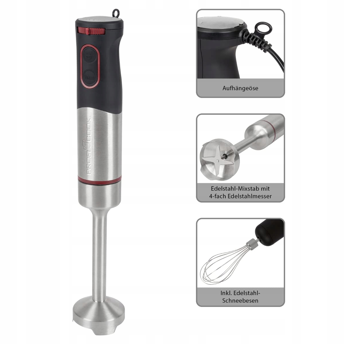 PROFICOOK Blender Ręczny 2w1 Stalowy Do Smoothie 1000W — miniatura 5