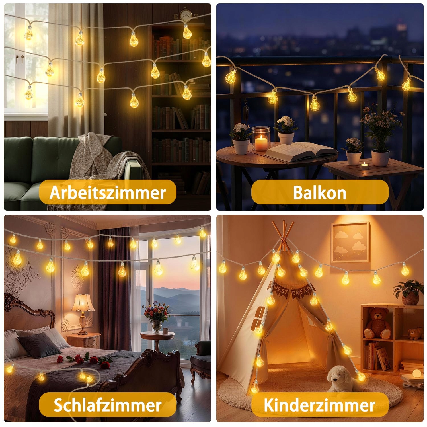STARRYEVER Vintage 15M Lampa LED Zewnętrzna Ogród Balkon Patio Dekoracja — miniatura 7