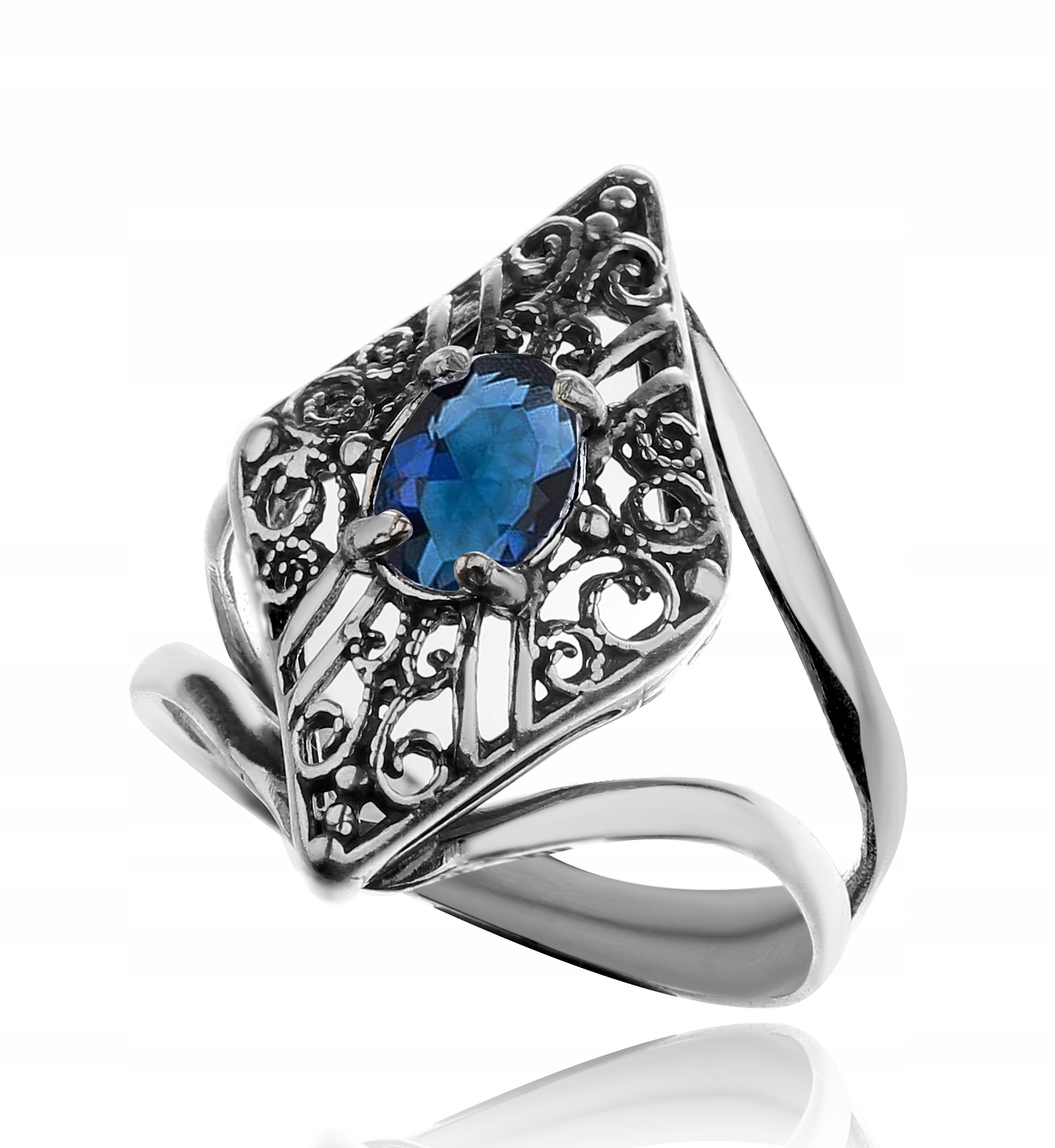 

Srebrny Pierścionek Z Niebieską Cyrkonią Rozm. 17