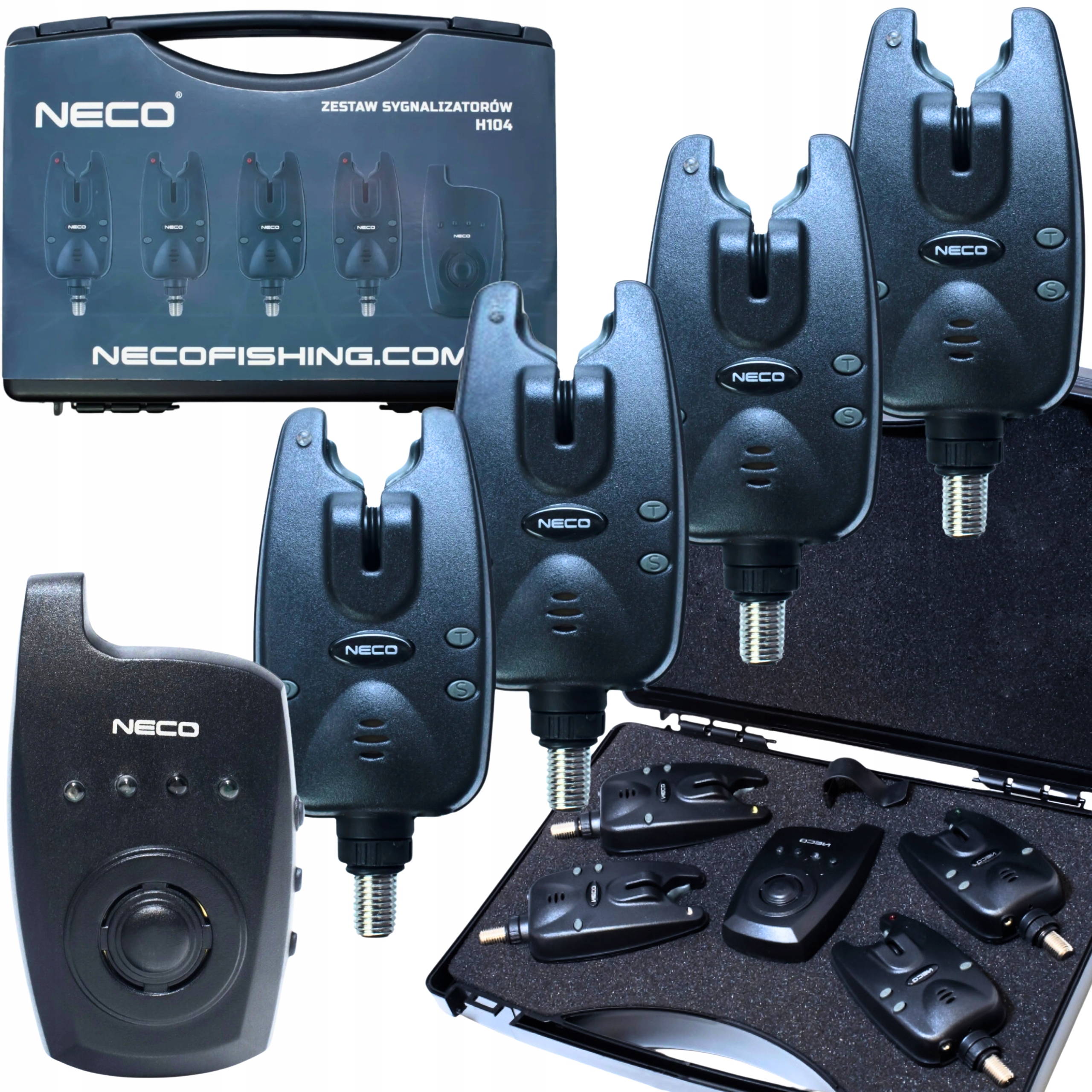 Zestaw Sygnalizatorów Brań z Centralką 4+1 Neco H104 Wodoszczelny 300m