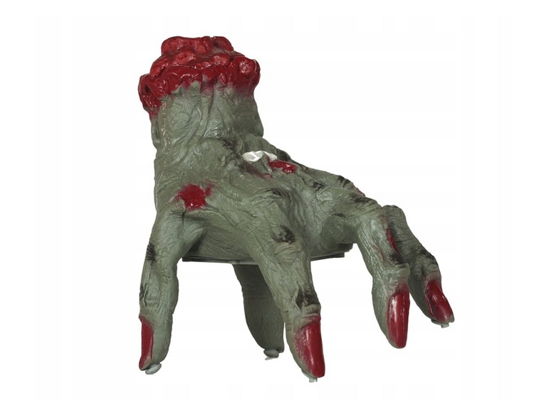 Ruka Zombie Pohyblivá 20 CM Rukojeť Zelená Halloween Halloweenská Zelená
