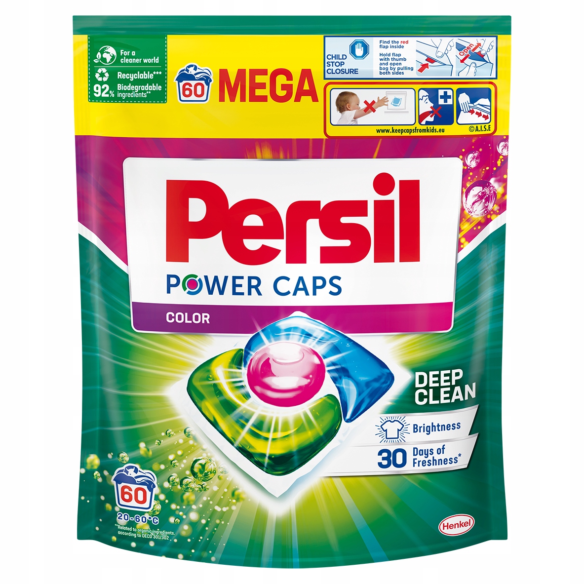 Levně Kapsle Na Praní Barev Persil Power Caps 60KS Účinné Při Nízkých Teplotách