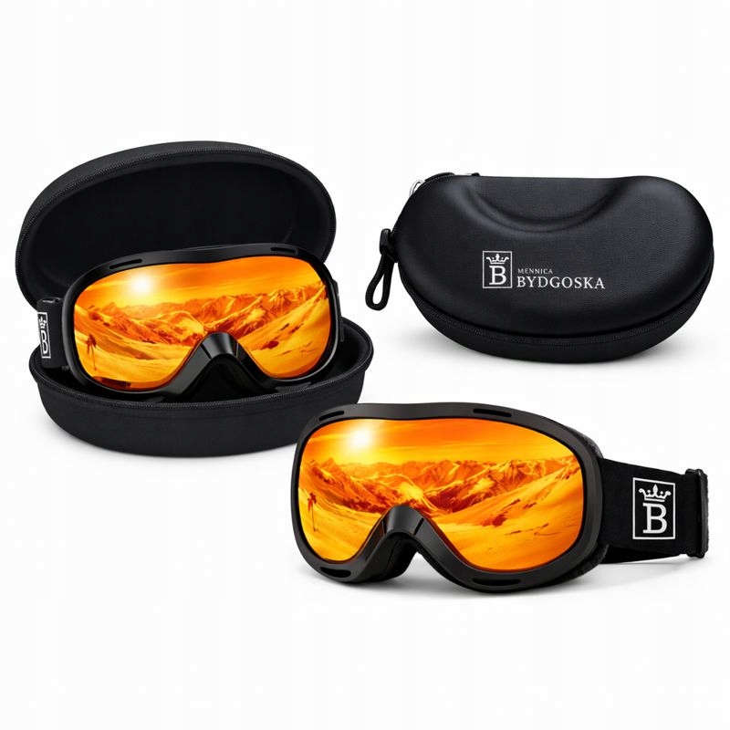 Gogle czarne młodzieżowe damskie męskie narciarskie snowboardowe narty Uv