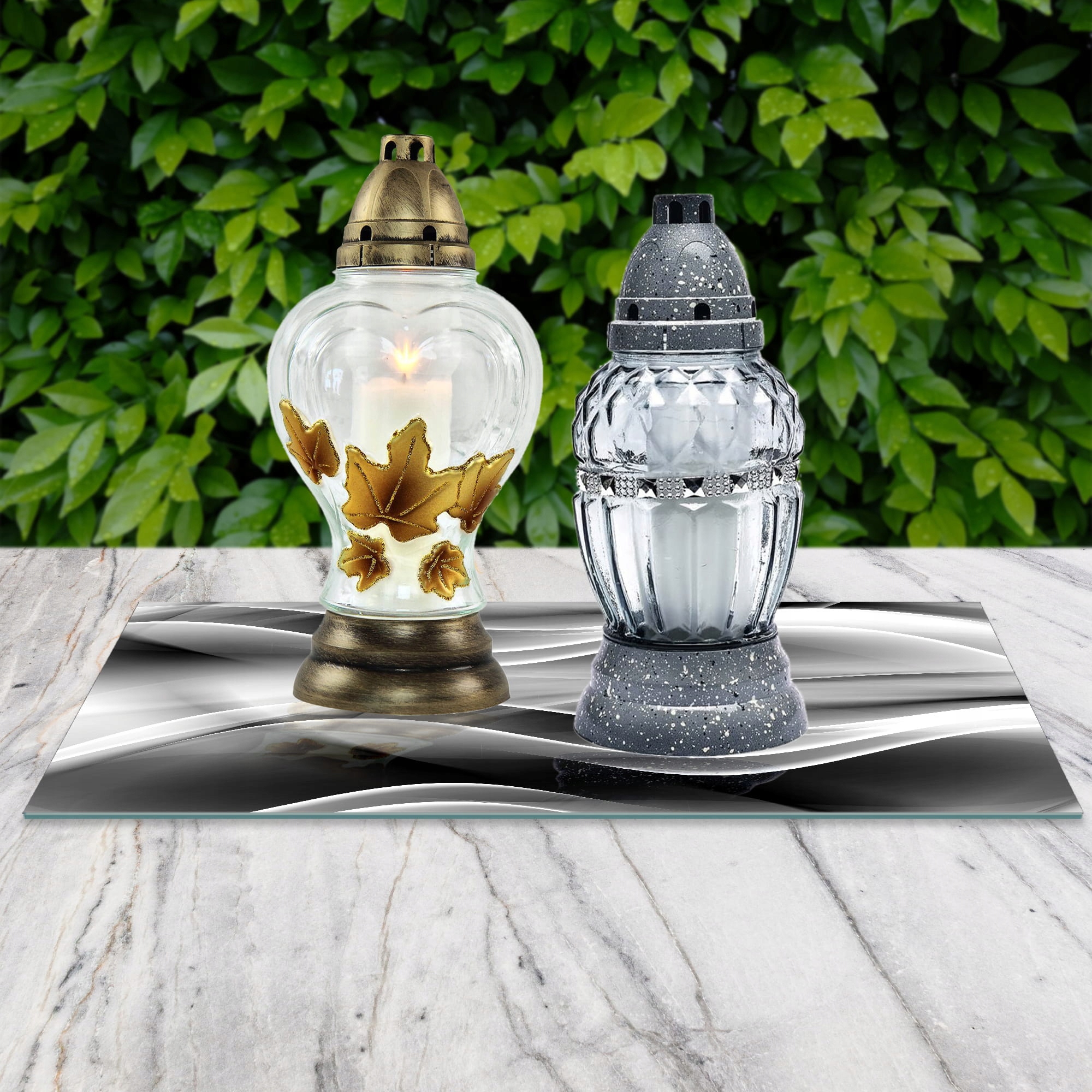 SZKLANA PODSTAWKA POD ZNICZE 60x30cm Jedwab 242d Marka inna