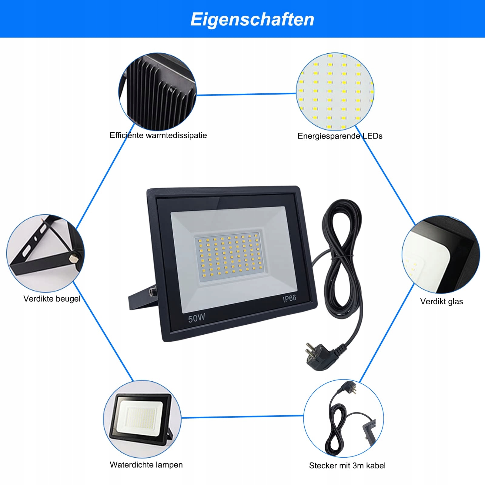 Reflektor LED Zewnętrzny Wodoodporny Do Ogrodu Garażu 50W IP66 MOLVCE — miniatura 4
