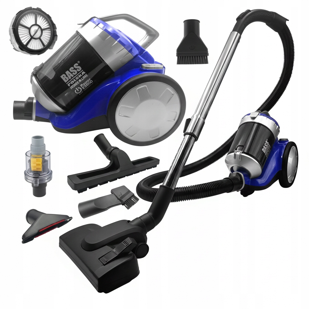 Odkurzacz Bezworkowy 900W Mocny Cyklonowy Zestaw Końcówek Trzepaczka