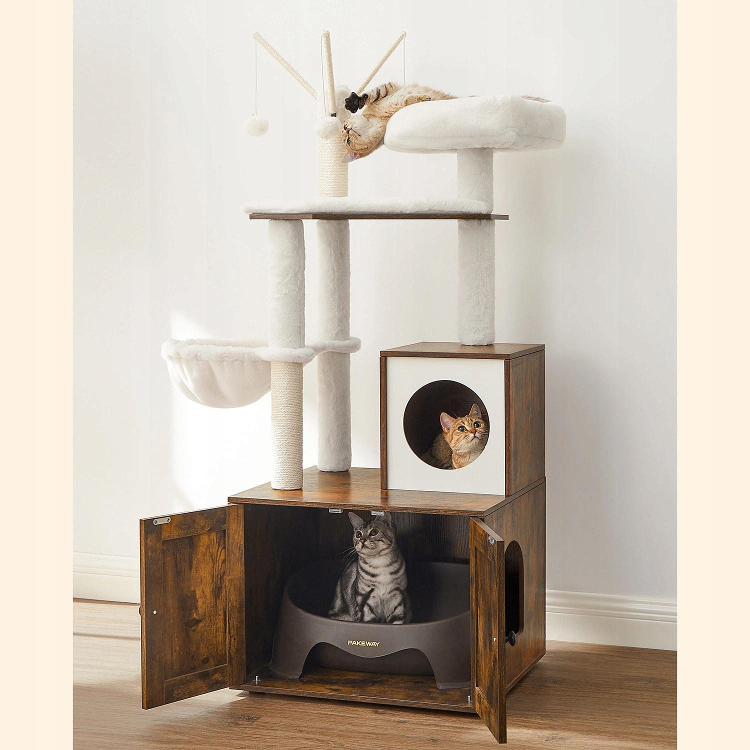 Škrabadlo pro kočku se skříňkou na toaletu 58 x 140 x 50 cm