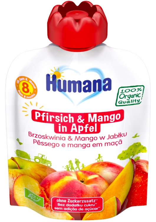 HUMANA Mus jabłko-brzoskwinia-mango po 8 mc 90g