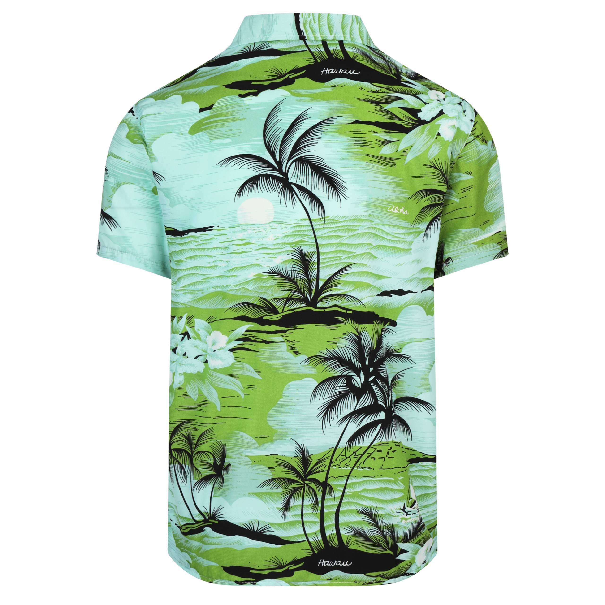 KOSZULA MĘSKA HAWAJSKA W PALMY KWIATY PLAŻA MORZE D1 ZIELONA - M Rodzaj kołnierzyka kołnierzyk