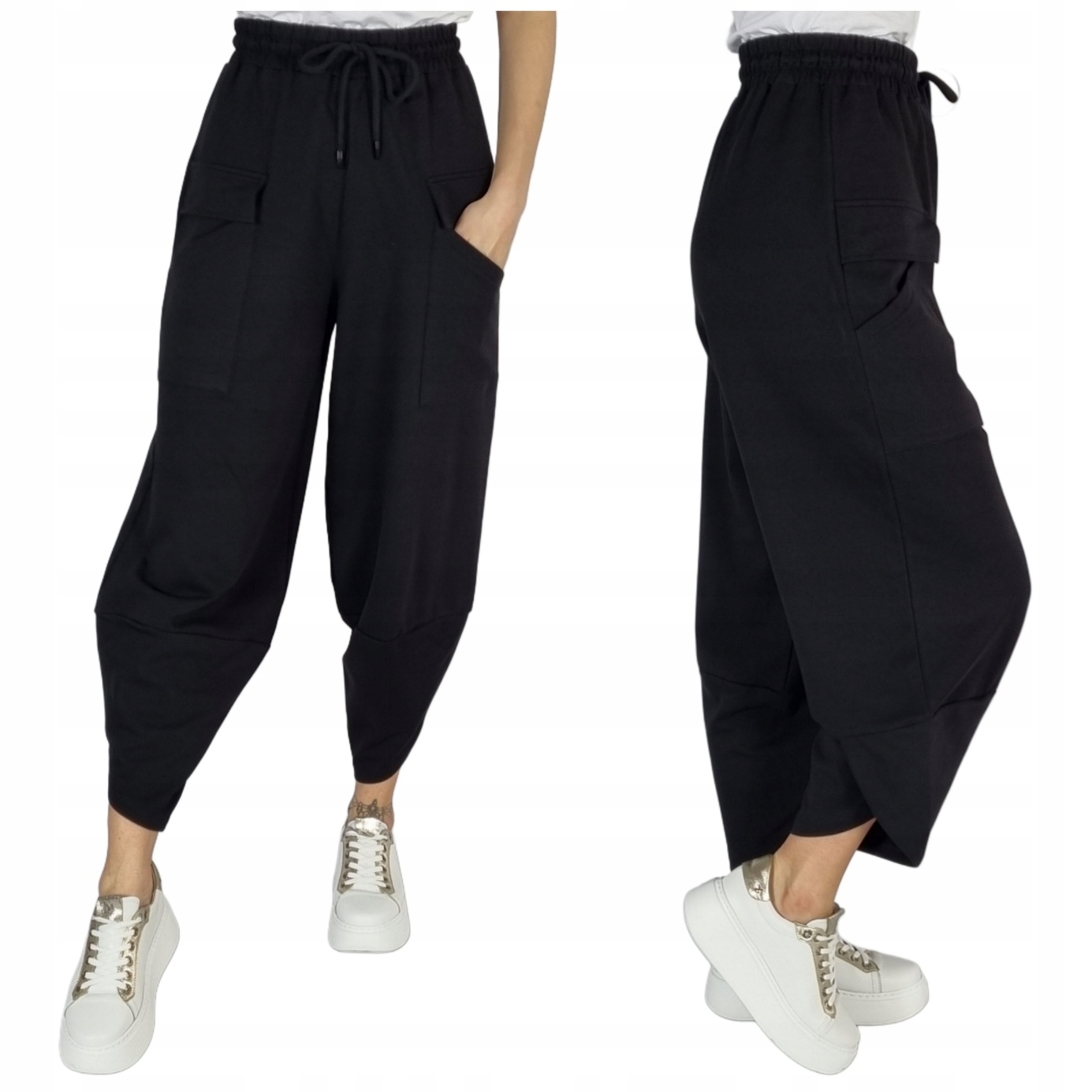 Megi Spodnie Dresowe Balloon Czarne Rozmiar S-m