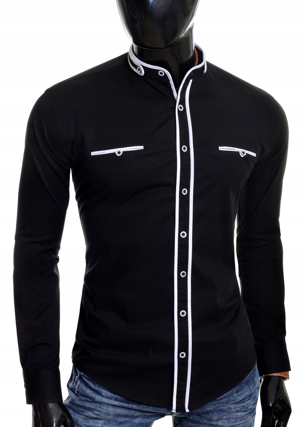 Koszula Męska Stójka Ślub Wesele Elegancka Prezent Rozmiar kołnierzyka 3XL