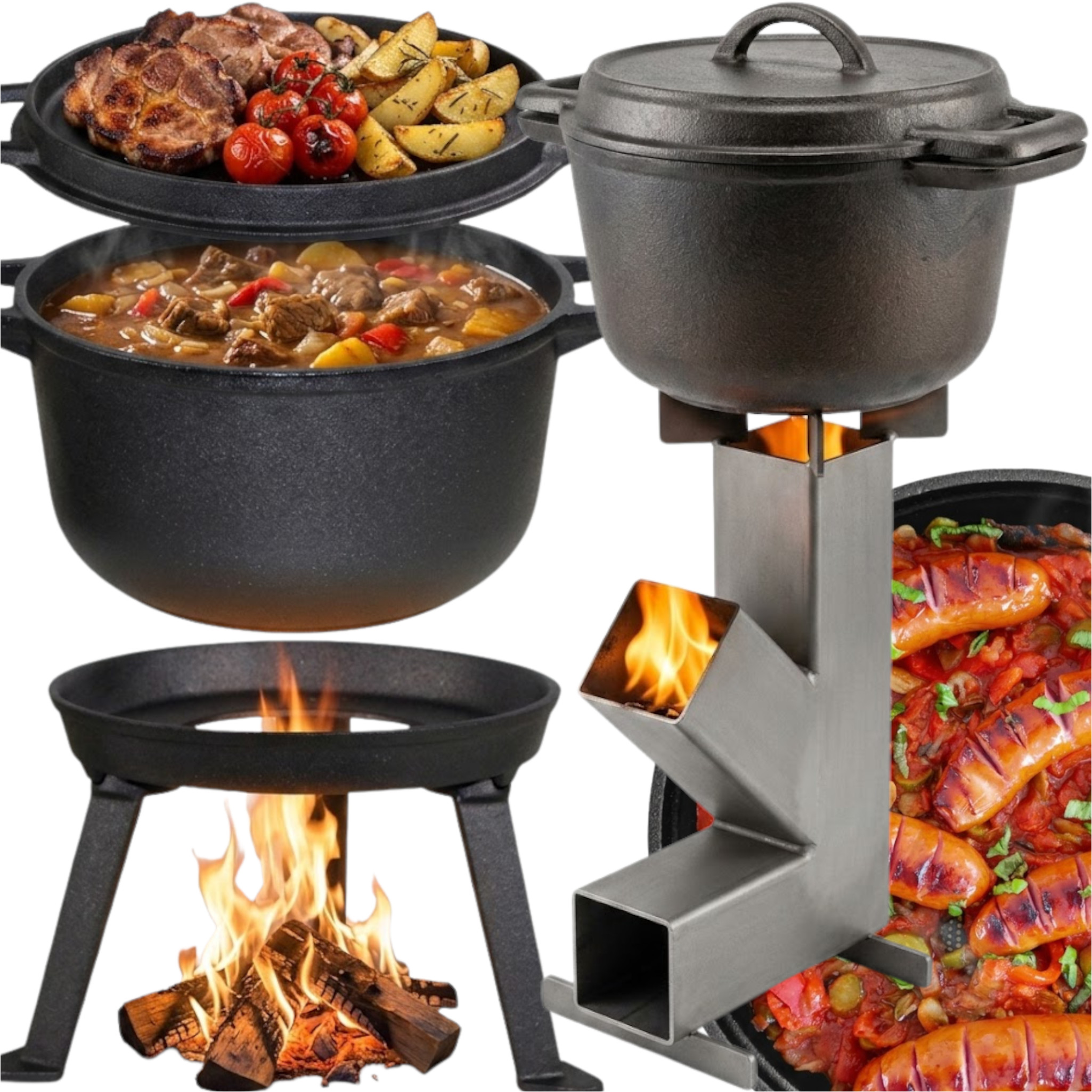 Kotel S Litinovou Pánví V Víku Maďarský Hrnec 3v1 Rozebíratelný