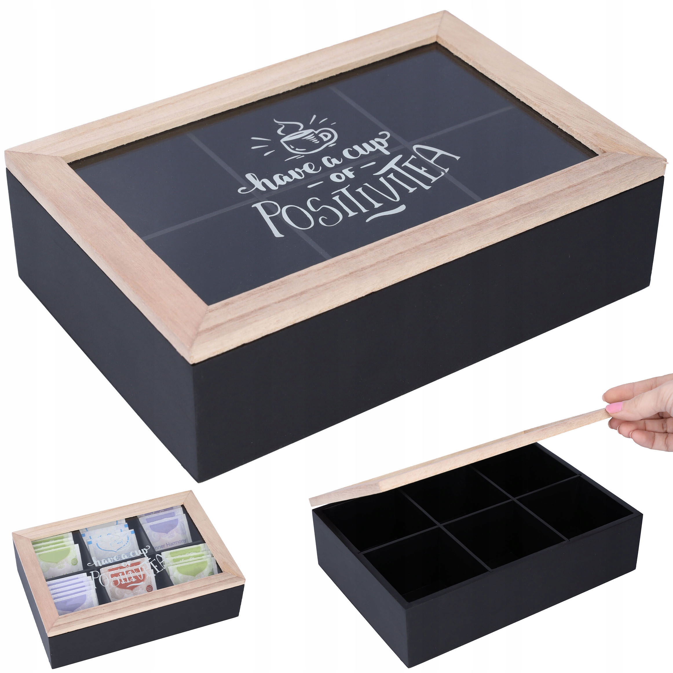 

Pudełko pojemnik na herbatę herbaciarka 6 przegród