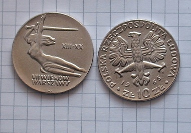 moneta PRL Nike Warszawska 1965
