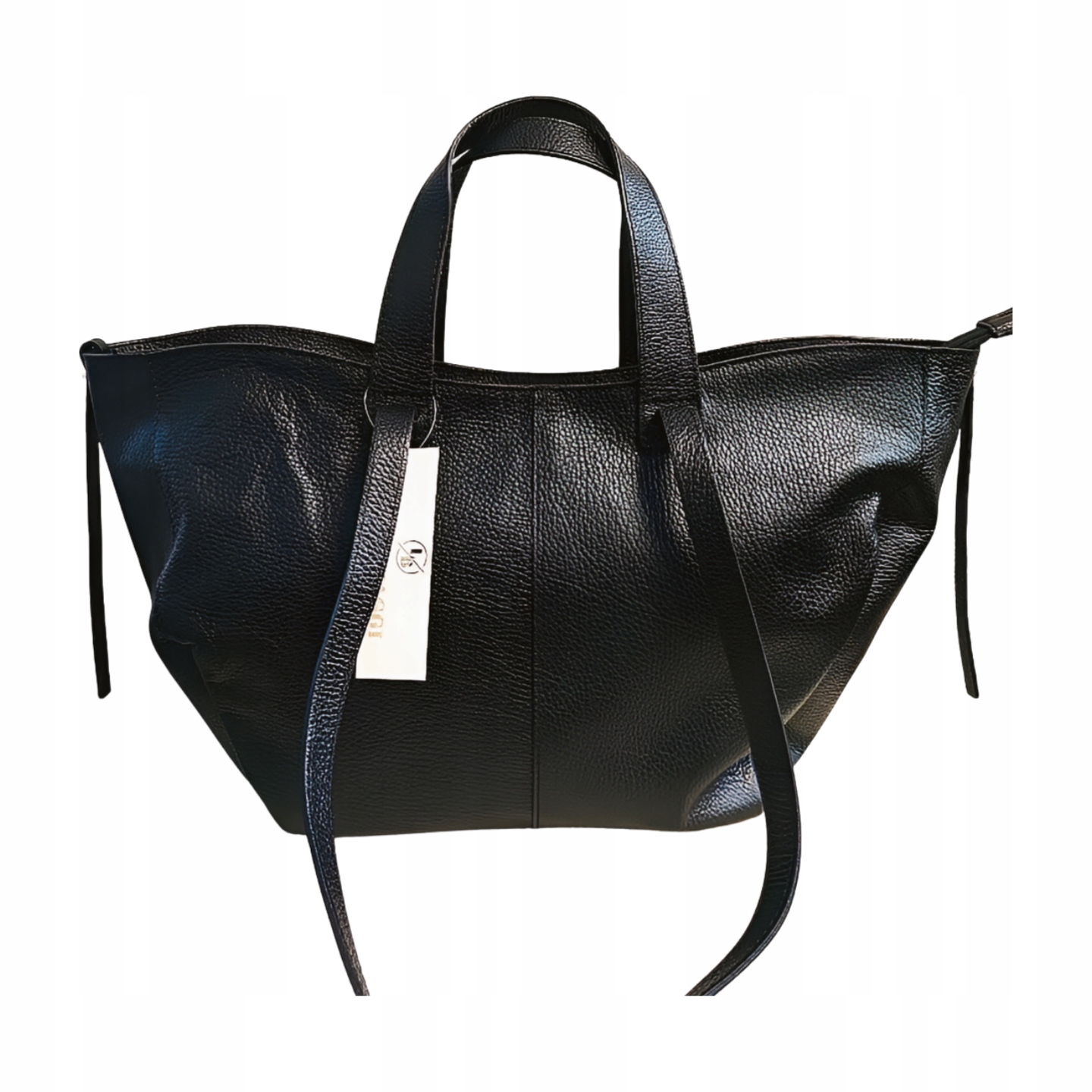 Laura Biaggi kožená shopper taška, černá