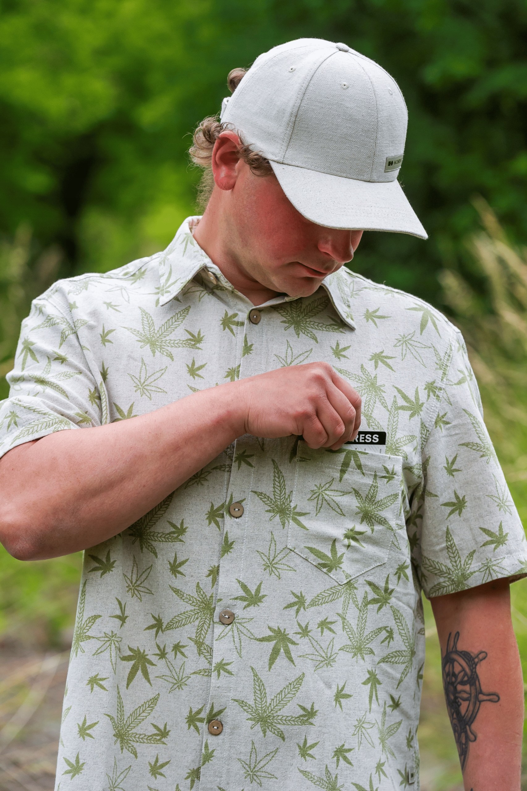 Košile Konopný vzor Bavlněná-Konopná Prázdninová Volný Střih Kombinat S