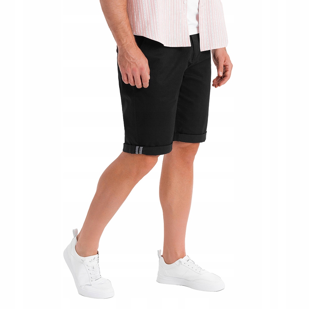 Klasické pánské chino kraťasy s ohrnutými nohavicemi černé OM-SRCS-0197 V9 XL