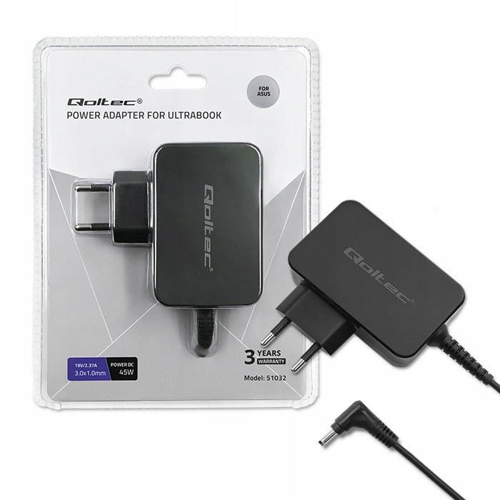 Qoltec Zasilacz do ultrabooka Asus 45W 19V 2.37A 3.0x1.0