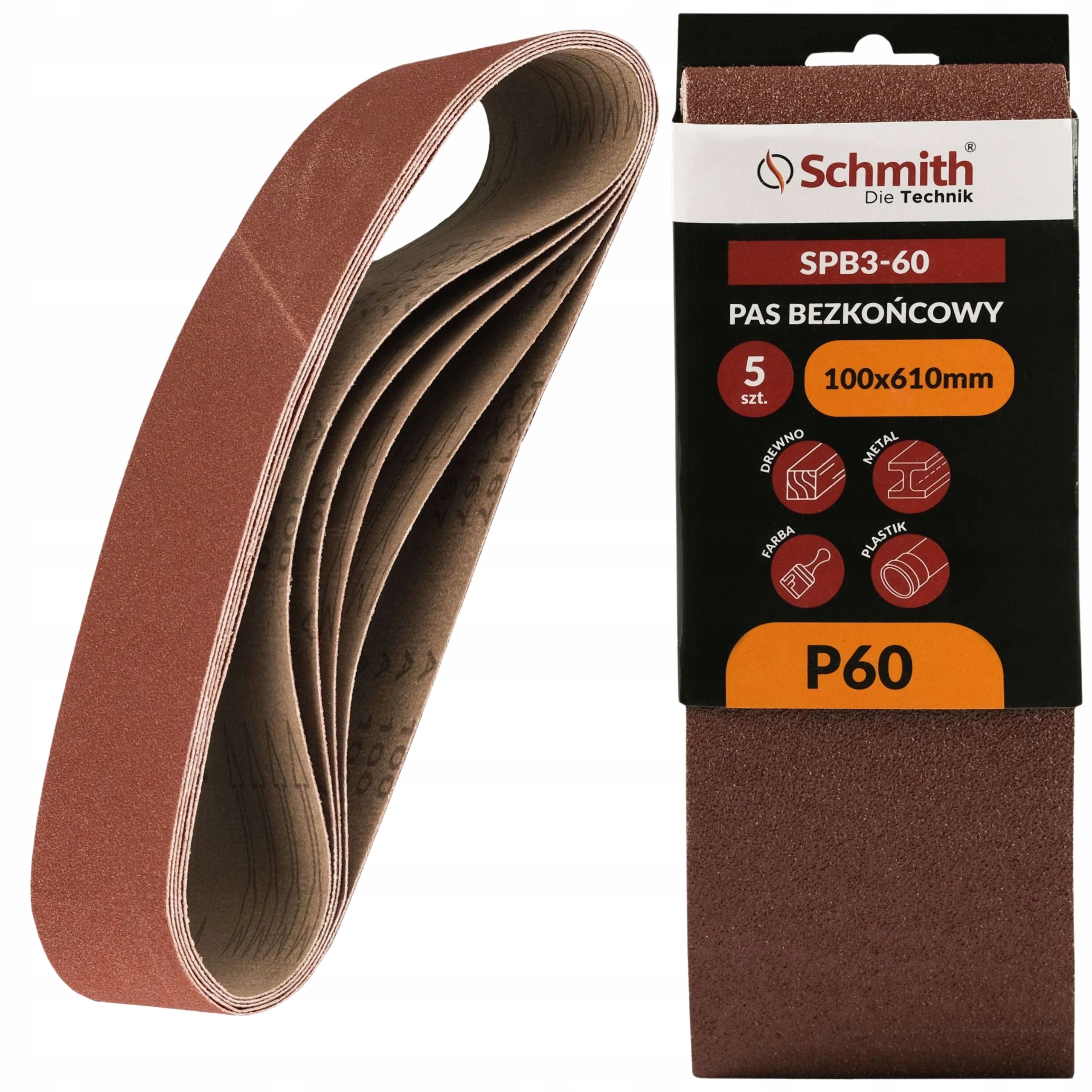 Pas Bezkońcowy Taśma Papier Ścierny P60 100x610mm 5szt. Schmith