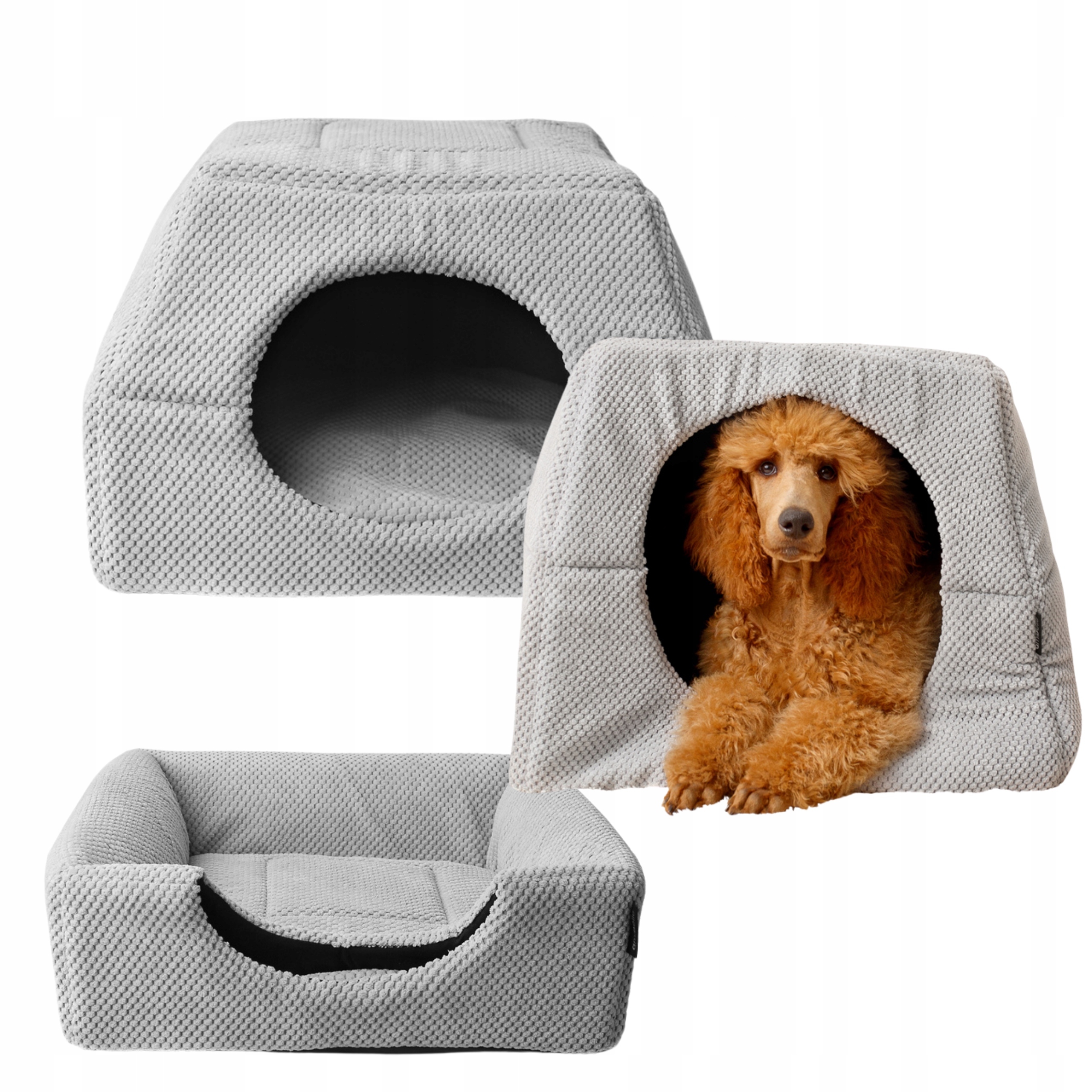 Levně Pelíšek pro psa kočku Budka 2v1 L Domeček 55x55 cm Protiskluzová podložka