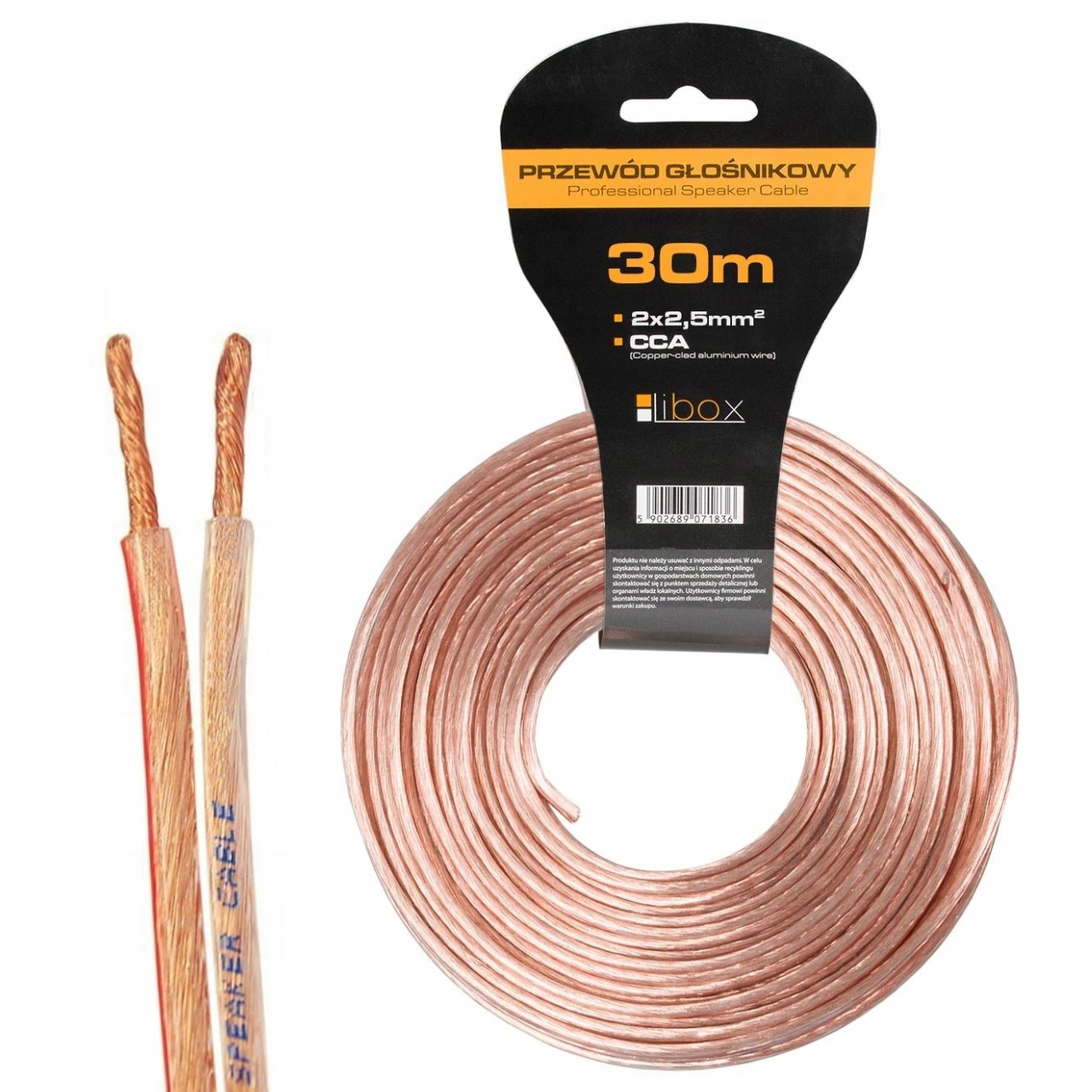 

Kabel Przewód Głośnikowy 2x2,5mm Cca Hq 30 Metrów