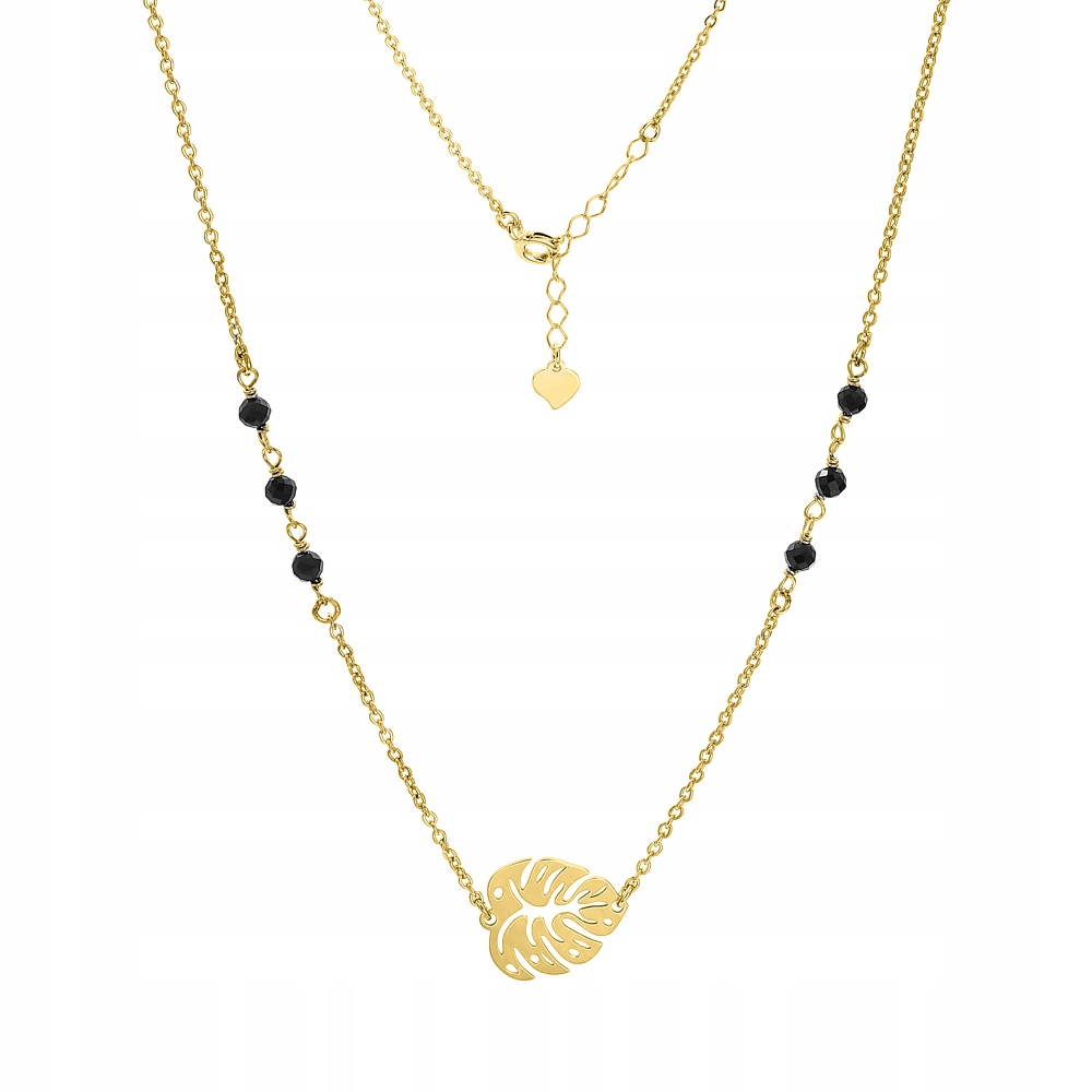 Stříbrný náhrdelník Ag 925 pozlacený list monstery PW0020923BG_B