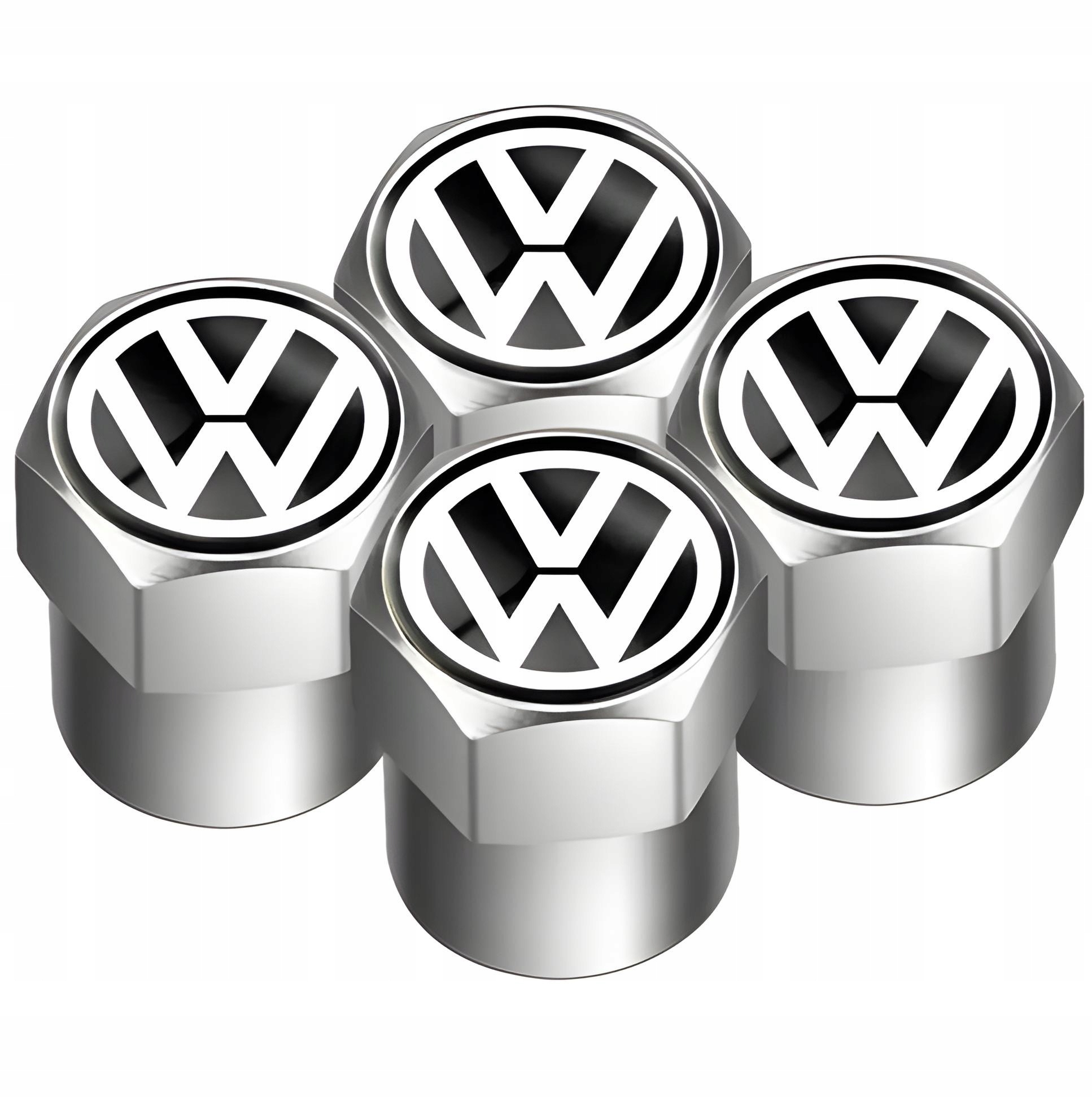 SOLIDNE NAKRĘTKI NA WENTYLE METALOWE KAPTURKI VOLKSWAGEN 4 SZTUKI SREBRNE