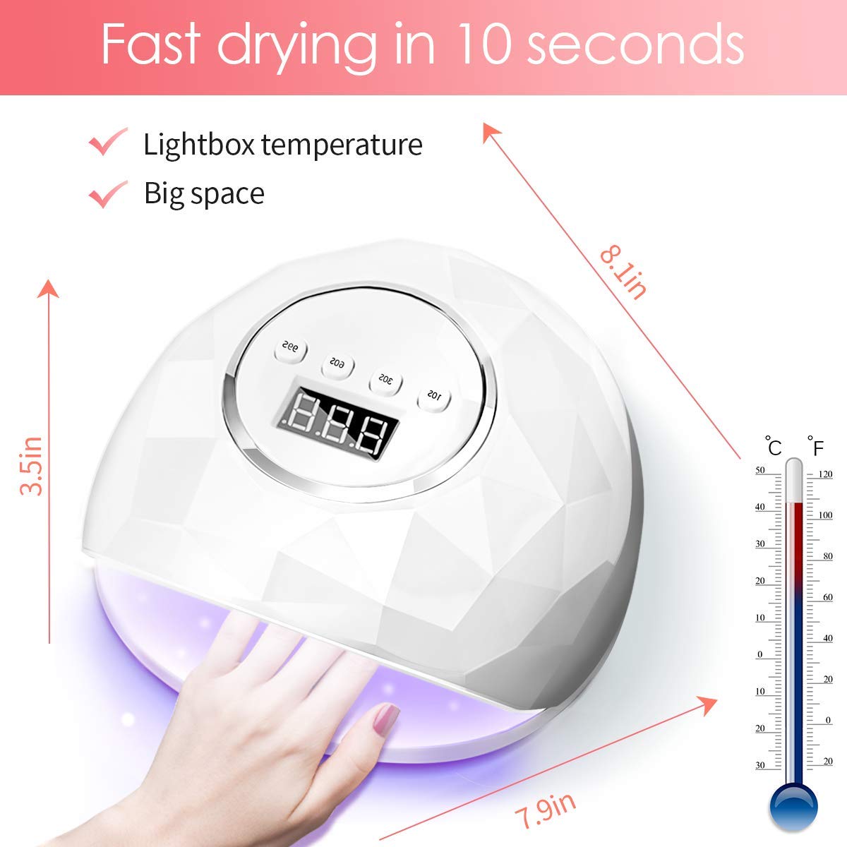 JANOLIA Lampa UV LED 86W Do Paznokci Z Sensorem LCD Do Żeli Profesjonalna — miniatura 5