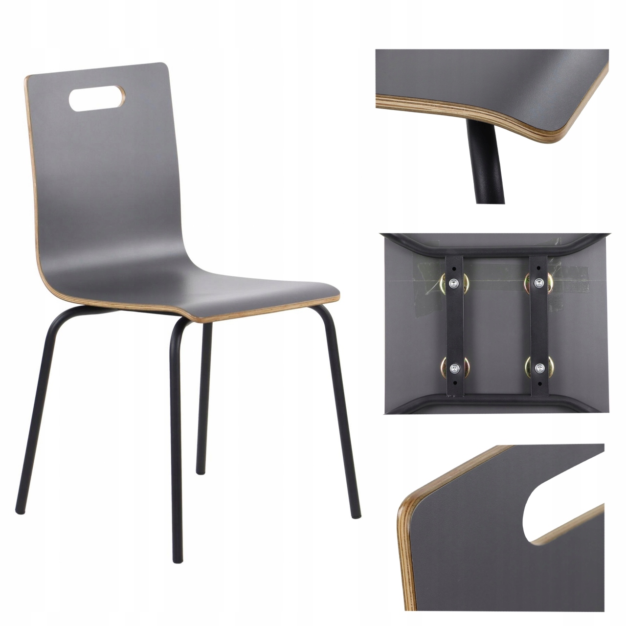 Stolička Z Laminovanej Preglejky Werdi A Čierna/šedá