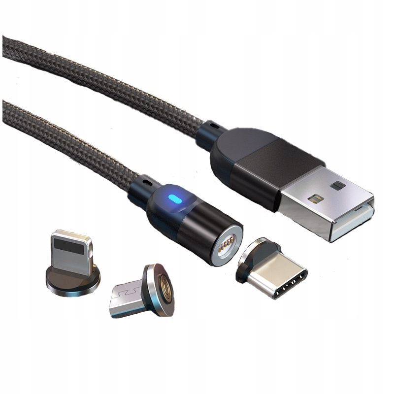 2 Metrowy kabel magnetyczny fast charge 5-pinowy 3 Amperowy 3 Adaptery
