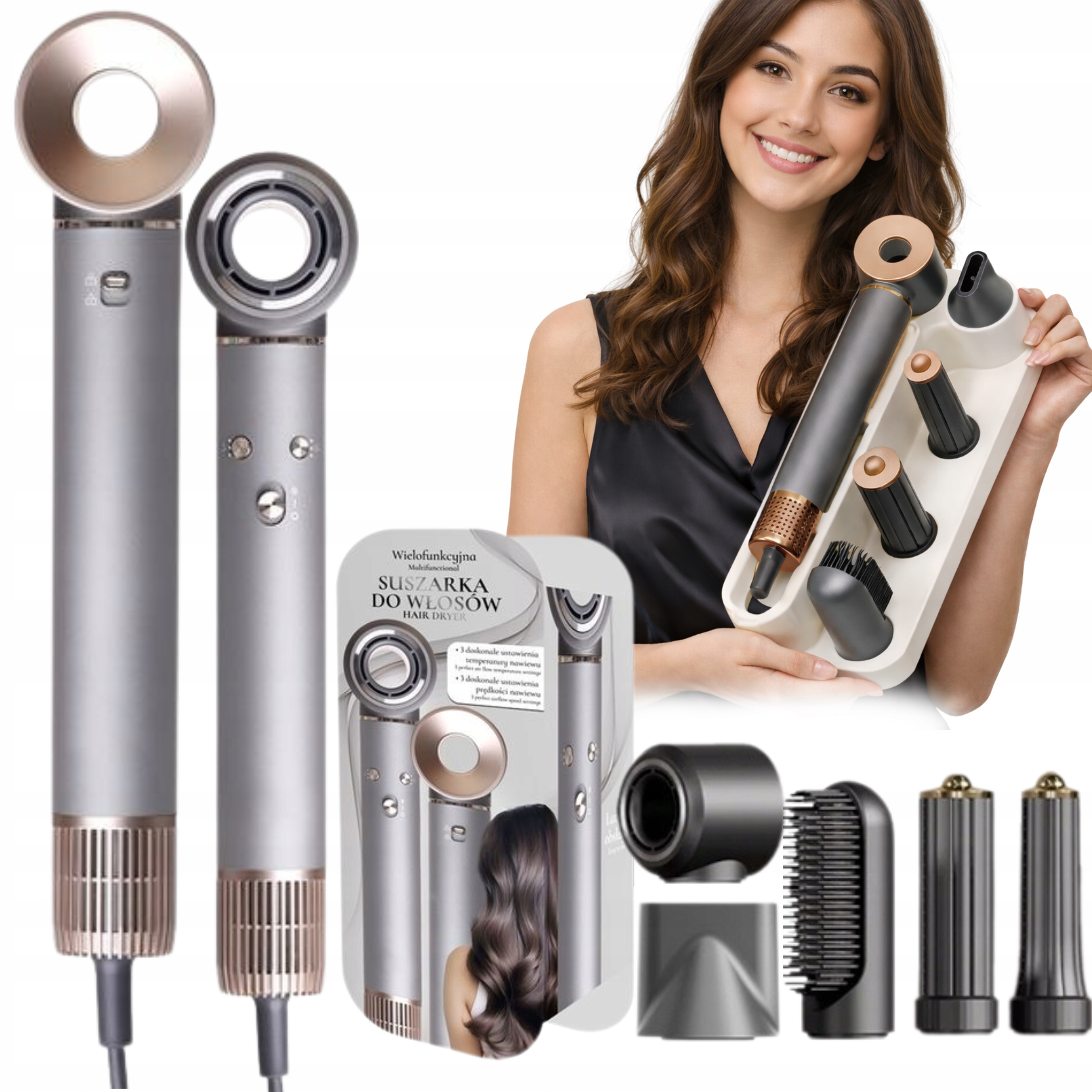 Sušička Silná Multifunkčná 5v1 Na Vlasy 1300W Ionizácia Loki