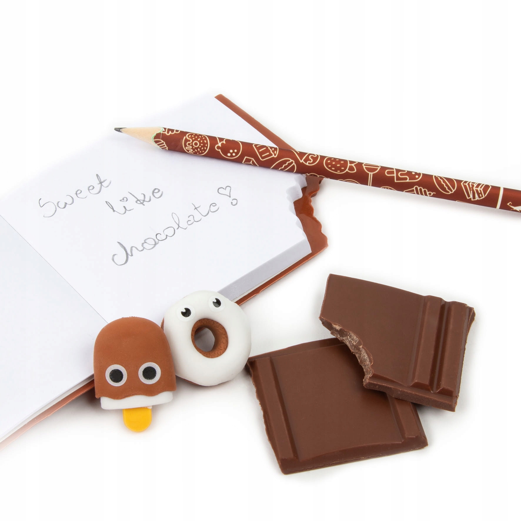 PAMIĘTNIK TABLICZKA CZEKOLADY PACHNĄCY DLA DZIEWCZYNKI +GUMKI +OŁÓWEK KIDEA Kod producenta PPACZKA