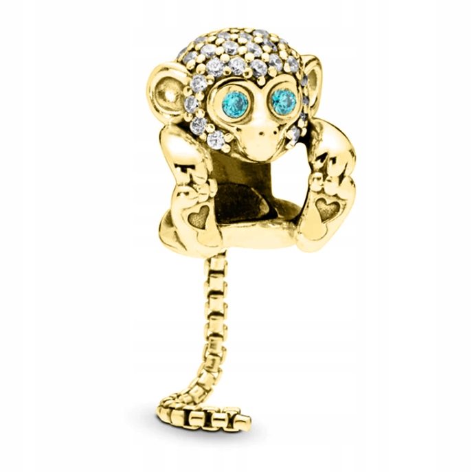 

Charms złoty Małpka Monkey Zwierzę srebro 925