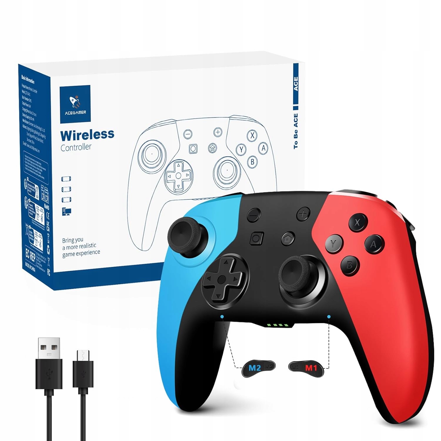 Pad bezprzewodowy, przewodowy do konsoli Nintendo Switch wielokolorowy