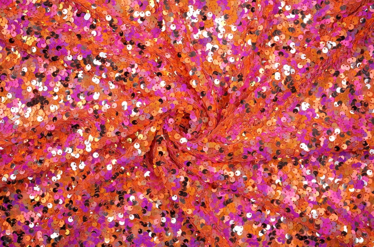 Látka S Flitry Flitrová Multicolor Oranžová