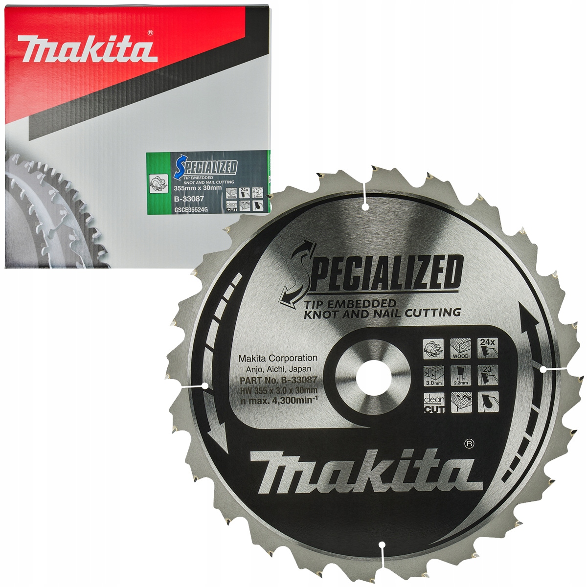 Makita Tarcza tnąca do drewna sklejki 355x30mm 24Z Specialized B-33087