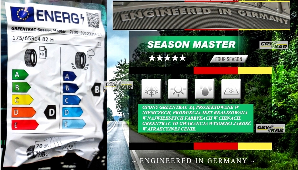 Opony 175/65/14 Greentrac Season Master 2024r 2szt. 3 lata gwar. D/B/70dB EAN (GTIN) 6959613721748