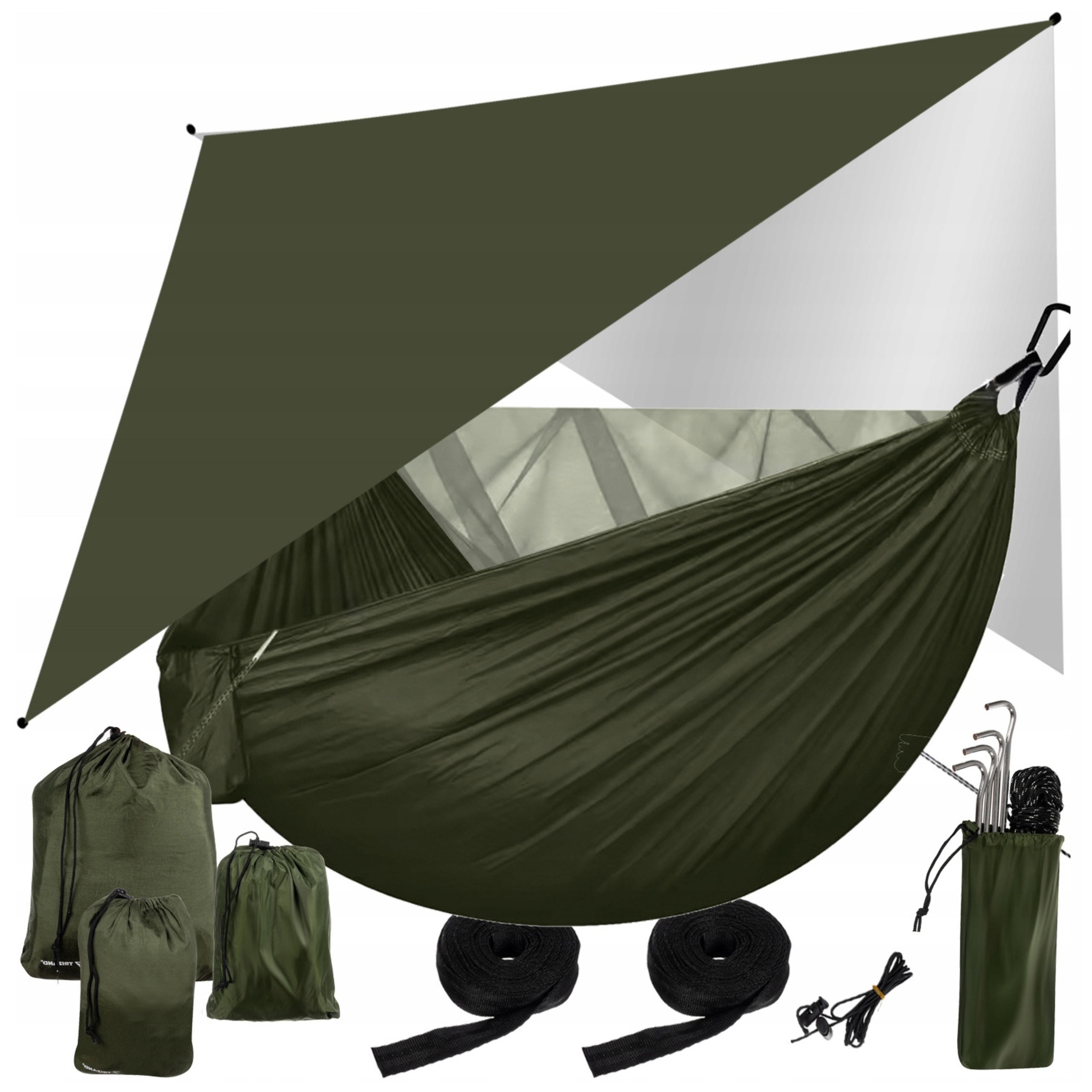 Hamak Survivalowy Dwuosobowy z Moskitierą Osłoną Uv 250 kg Turystyczny